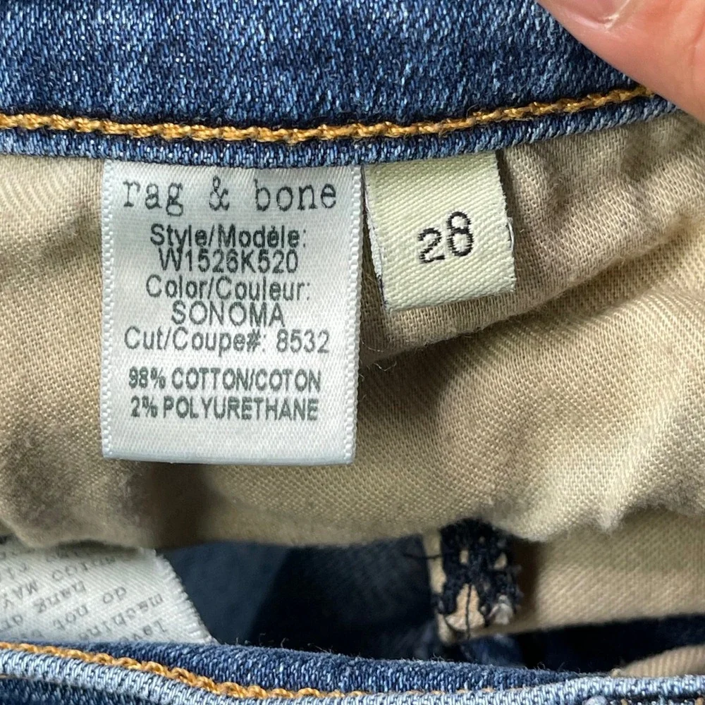 Rag & Bone Sonoma Capri Jeans Blue Slim Straight Stretch Denim Size 28 W1526K520
